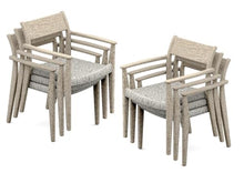 TeakStation Qty 6 - Grade-A Teak Wood Luxurious Solo/Single Amilo Weathered Teak Stacking Arm Chairs #36AMAA