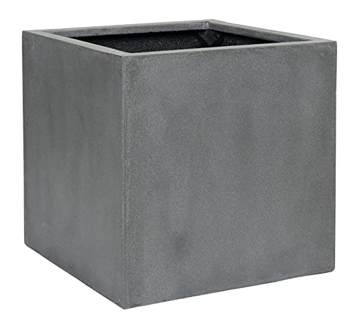 Pottery Pots Block XL Fiberstone Square Planter Gray 24 Inch