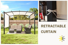 Meetleisure 10' x 10' Arched Top Outdoor Pergola, Pergola Canopy with with Adjustable and Retractable Canopy for Patio Use, Metal Pergola with Durable and Sturdy Frame & Water-Resistant Canopy, Beige
