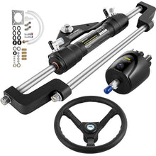VEVOR Hydraulic Outboard Steering Kit 300HP with Helm Pump and Steering Wheel Black
