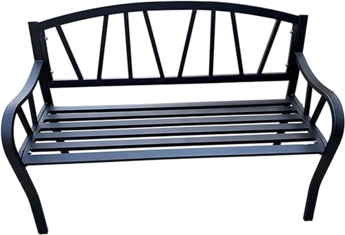 ERoomQ Patio Bench Park Bench Outdoor Conversation Couch, Patio Benches Park GThe Terrace Benches, 2 Seater Outside Park Iron Bench Seat with Armrests
