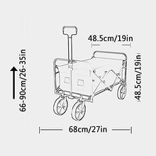 Outdoor Folding Utility Wagon Collapsible Camping Wagon Heavy Duty Garden Cart Portable Utility Trolley Adjustable Handle Load 60kg / 132lbs