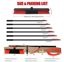 Professional Window Cleaning Kit, 3.6-10.8m Water Fed Extendable Brush, 3-in-1 Aluminum Outdoor Window Cleaner Hose, for Solar Panel, House Siding, Pool, RV,10.8m