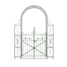 OREKPOT Decorative Garden Arbor, Metal Pergola Arbor with Gate, Wedding Arch for Party Ceremony Climbing Plant Lawn Patio Birthday Bridal Party，180cm/70.9in
