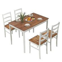 FURUIM2024M Dining Table Dining Table Set for 4 Solid Wood Rectangular Table 4 Chairs 5 Pieces Farmhouse Dinette Set Rubber Wood Legs Rustic Brown Table and Chairs Dining