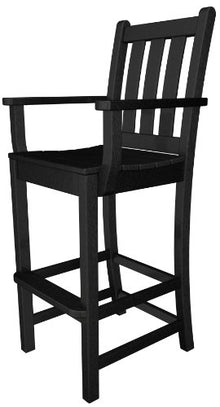POLYWOOD® Traditional Garden Bar Arm Chair in Black