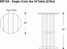 POLYWOOD RBT124TE Traditional 24" Round Bar Table, Teak