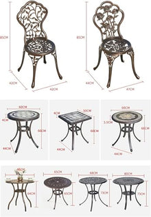 JIIPOREGJ Garden Bench 3 Piece Cast Aluminum Patio Furniture Bistro Set Indoor Outdoor Garden Patio Balcony Dining Furniture Set Table and 2 Chairs Set