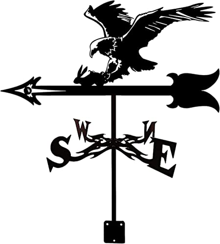AMITVA House Decor Wind Vane Roof Weather Vane Garden Mount Yard Decoration Stainless Steel Weathervane Farm Retro Durable Outdoor Wind Direction Indicator Measuring Tool-Eagle Catching Rabbit