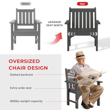 Costaelm Outdoor Dining Chairs with Arms Set of 2, Patio HDPE Garden Dining Table Chair, Poly Lumber Waterproof Restaurant Bistro Farmhouse Chairs for Outside Porch Backyard, Gray