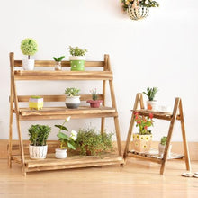 JOTDPFRYK Wood 3-Tier Corner Plant Stand Shelves Indoor Outdoor Flower Rack Furniture Potted Plant Holder Modern Rustic Display Rack Foldable Plant Shelf Simple Retro Flowerpot Stand for Patio Home