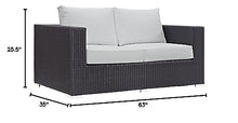Modway Convene Wicker Rattan Outdoor Patio Loveseat in Espresso White