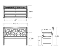 Martha Stewart Chinoiserie Garden Bench Green - 2-Person Outdoor Patio Bench - HDPE Dock Seating - Classic Decorative Backyard Furniture - 47.5" Wide Garden Seat for Porch, Deck & Lawn