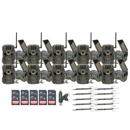 Stealth Cam 36MP Fusion Max Cellular Trail Camera Bundle with Solar Power Pack, Mount Stick, 32GB Memory Card, USB 2.0 Card Reader (10-Pack)