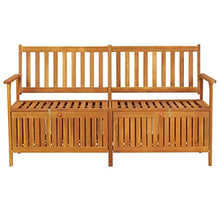 HKTMGDNG Solid Acacia Wood Storage Bench, 58in 3-Seat Outdoor Patio Bench