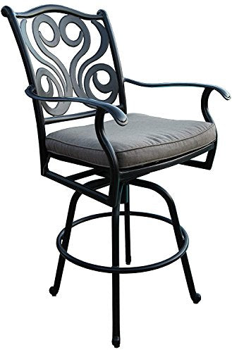 GrandPatioFurniture.com 4 Outdoor 24" Counter High Cast Aluminum Swivel Bar Stool Brown