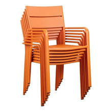 Pemberly Row 34" Aluminum Patio Dining Chair Set of 6 Orange