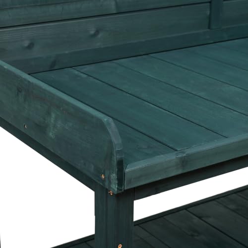 FunMay 65" Large Wooden Farmhouse Rustic Outdoor Potting Bench Table