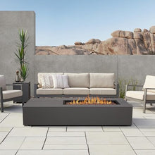 Elysian 75-in Rectangular Steel Propane Fire Pit Table in Weathered Slate by Lakeview Outdoor Designs