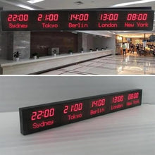 POCDOKYZ 4-Zone Led World Clock, 1.8 Inch Digits/Remote Control/Adjustable Brightness/ DC12V Powered for Office, Hotel, Airport,B