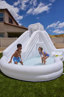 Little Tikes Cloud Collection Slam ‘n’ Curve Slide – White, Outdoor Water Inflatable, Boys and Girls Ages 5-10 Years