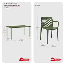 Costaelm Kitchen & Dining Room Sets, 7 piece Dining Table Set, Breakfast Coffee Bar Table and Chairs of 6, Stackable Dining Side Chair, Patio Bistro Deck Furniture, Olive Green