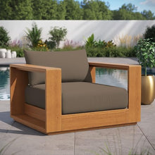 Modway Tahoe Acacia Wood Outdoor Patio Chair in Natural Cocoa with Weather-Resistant Cushions - Ideal as Club Chair or Outdoor Dining Chair