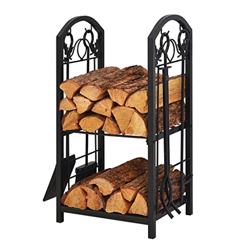 DJVHSRI Log Store Firewood Rack Set Outdoor Heavy Duty Firewood Holder Indoor Holder Wood Rack for Firewood for Fireplace Tool Set,