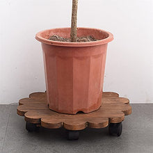 OREKPOT Plant Stand Wooden Round Flower Pot Tray with Wheels Heavy Planter Flowers Pot Mover Trolley Planter Stand