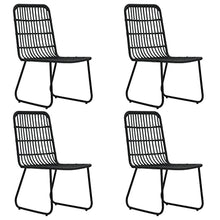 Heofavd 5-Piece Black Outdoor Dining Set31.5 Square Glass Top Table with Stackable Chairs Durable Powder-Coated Steel Frame UV-Rated Poly Rattan Bistro Patio Furniture for Garden Balcony Backyard