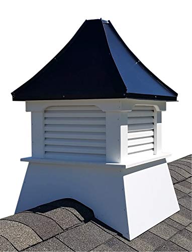 Accentua Yosemite Cupola 24 in. Square 38 in. High White with Black Aluminum Roof