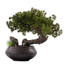 YXIANG56Q Fake Plants Chinese Welcome Pine Artificial Bonsai Tree Fake Plants Ornament Artificial Plants Potted Decoration Home Office Zen Garden Desktop Decor Indoor Bonsai Tree