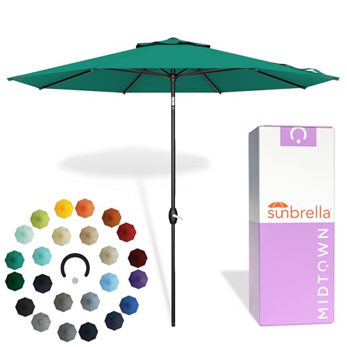 Midtown Umbrellas Lean - 8 Ft Patio Umbrella, Canvas Teal Canopy