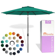 Midtown Umbrellas Lean - 8 Ft Patio Umbrella, Canvas Teal Canopy