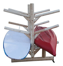 Log Kayak Rack 6 Place Freestanding Kayak and SUP Storage Rack Unfinished