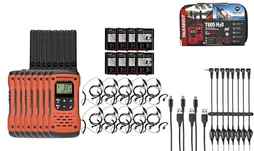 Motorola Solutions Portable FRS Talkabout T605 H2O Two Way Radios 8-Pack Orange/Black