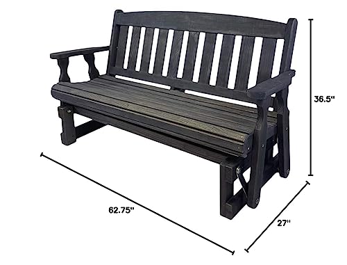 Amish OUTLET STORE Heavy Duty 800 Lb Mission Pressure Treated Porch Glider (5 Foot, Semi-Solid Black Stain)