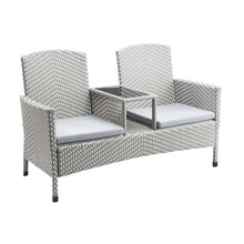 Furniture of America Gray Aluminum Patio Loveseat & Storage Bench Outdoor Set of 2 Grey