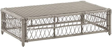 Crosley Furniture Thatcher Wicker Coffee Table and Ottoman Foot Rest for Porch, Deck, Backyard, Driftwood with Creme Cushions