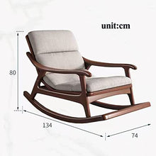 WANGLIN Wooden Fabric Rocking Chair in Walnut - Adult Leisure Recliner with Solid Hardwood Base for Living Room - Modern Full-Body Armchair,