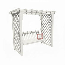 Keystone Amish Co. Manchester Cedar Garden Arbor with Swing, Heavy Duty Outdoor Wooden Archway Trellis & Porch Swing, Amish Crafted, Made in USA, 5-Foot, White Paint