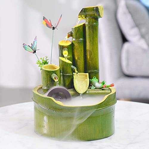 EliteBloom Bamboo Fountain Garden Bamboo Feng Shui Water Fountain Outdoorese Garden Feature Spout and Pump Sculptures Statues Home Decoration Arts Crafts for Pond Fish Tank Courtyard (30 * 30 * 49Cm)