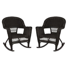 Jeco Set of 2 Wicker Rocker Chairs, Espresso
