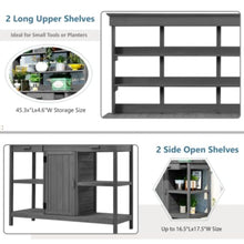 Outdoor Potting Bench with Open Shelves and Cabinet, 66 in Fir Wood, countertop, Open Shelves, Enclosed Cabinet, Anti-Fall Device, Garden Workstation, 50.2 W x 19.7 D x 66 H in (Grey)