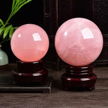FOTCFATEV Decorative Rose Quartz Crystal Stone Ball Figurines Ornament Rock Sphere Home Office Decor Gift Prop with Stand,14cm