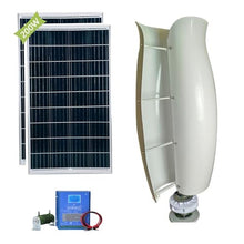 OLONETO 3KW Wind Turbine Generator Kit 12V 24V 48V Free Energy Windmill Vertical Axis Wind Turbine + 2 * 100W Photovoltaic Panels Breeze Start Wind and Solar Hybrid Power Generation System(White,12V)
