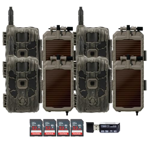 Stealth Cam 40MP Deceptor Max Cellular Trail Camera Bundle with Solar Panel, Card Reader, and 32GB Memory Card (11 Items)