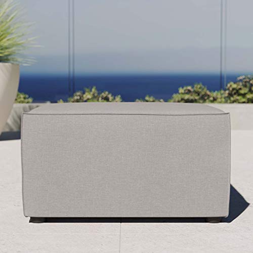 Modway Saybrook Outdoor Patio Upholstered Sectional Sofa Ottoman in Gray