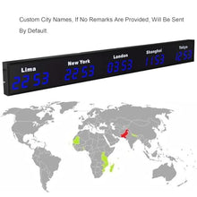 POCDOKYZ Large Digital LED World Clock 4 & 5 Time Zones,HD Multi-time Zone Electronic Wall Clock Energy-Saving, for Hotels & Multinational Corporations,Red