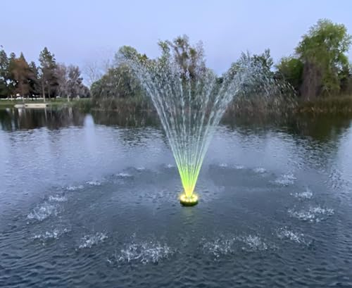 Custom Pro PJ-8000 Hi-Flow Floating Fountain with 3 Spray Patterns and 12 Color Changing LED Lighting 12C-RBG Color Changing
